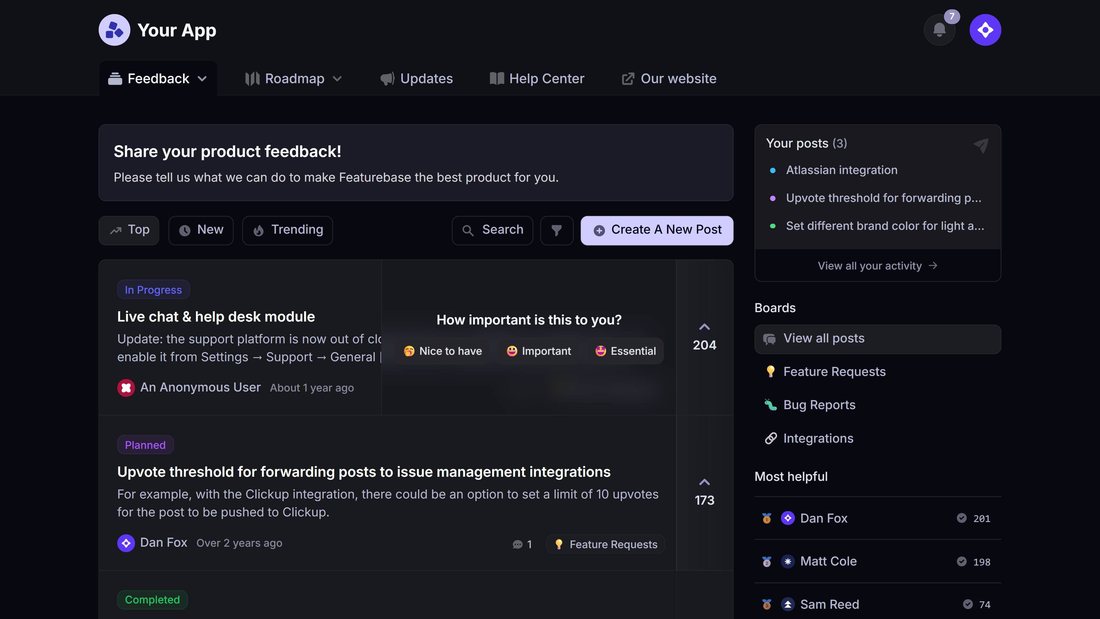 Featurebase Dashboard