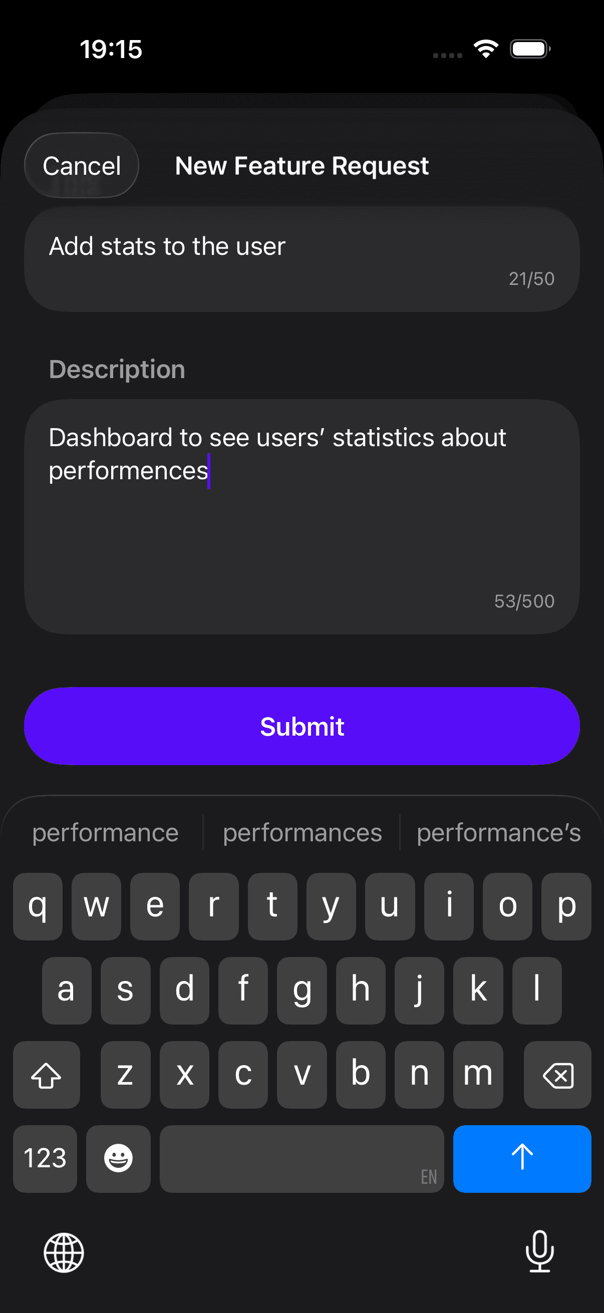 Submit new feature request